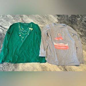Lot of 2 Christmas/holiday crewcuts long sleeve t shirts (girls S 6/7)